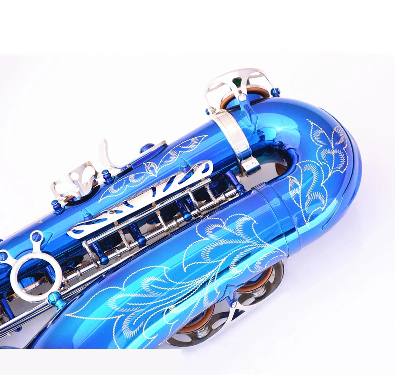 
Minsine Blue Of Silver With Nickel Plated Brass Alto Instrument Accessories Professional Eb OEM China Sax Saxophone Alto 