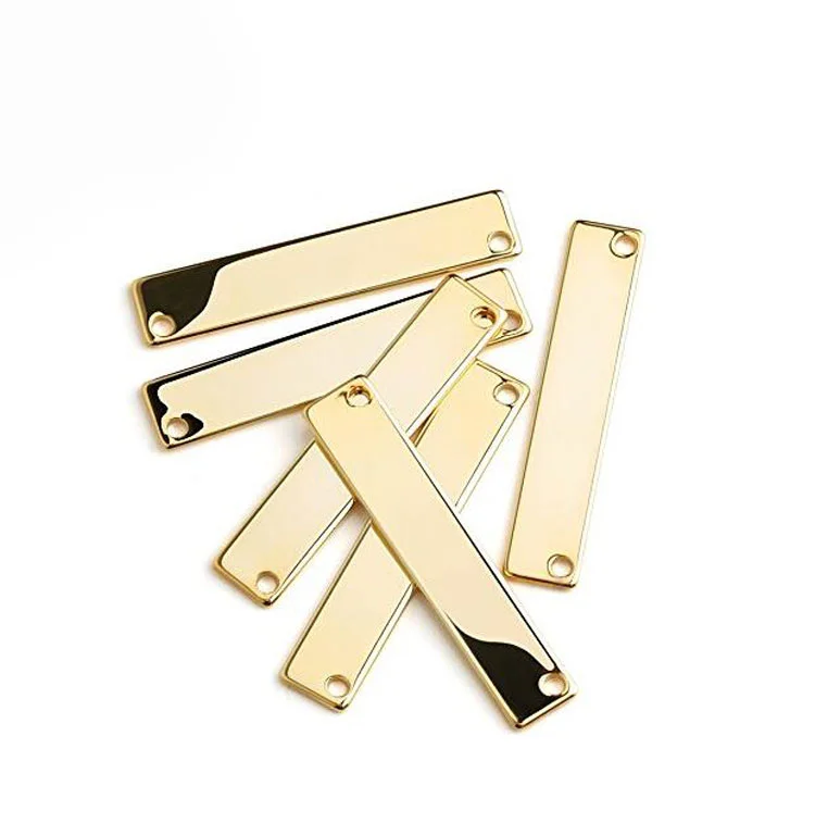 Gold plated stamping customize engrave blank bar nameplate pendant jewelry supplier