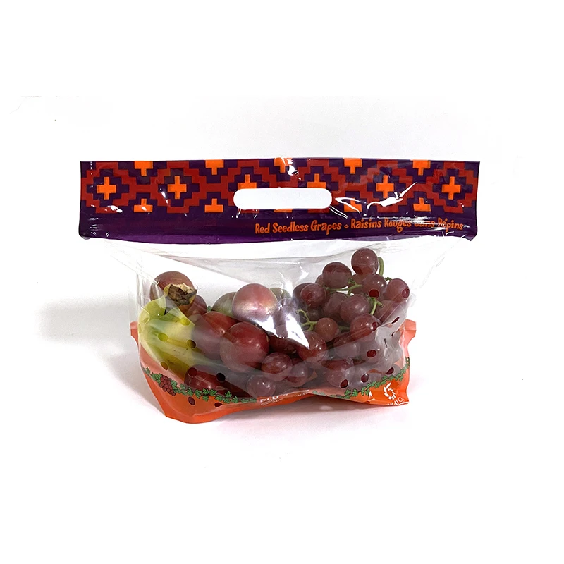 Reusable frozen banana grape fruits vegetable cover perforated pp pe plastic grape packaging bag for fruit with ziplock