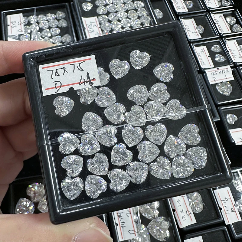 Wholesale Price 2.5*2.5mm to 10*10mm Heart Cut Polished DEF GH Loose Moissanite Diamond Stone for Jewelry Making