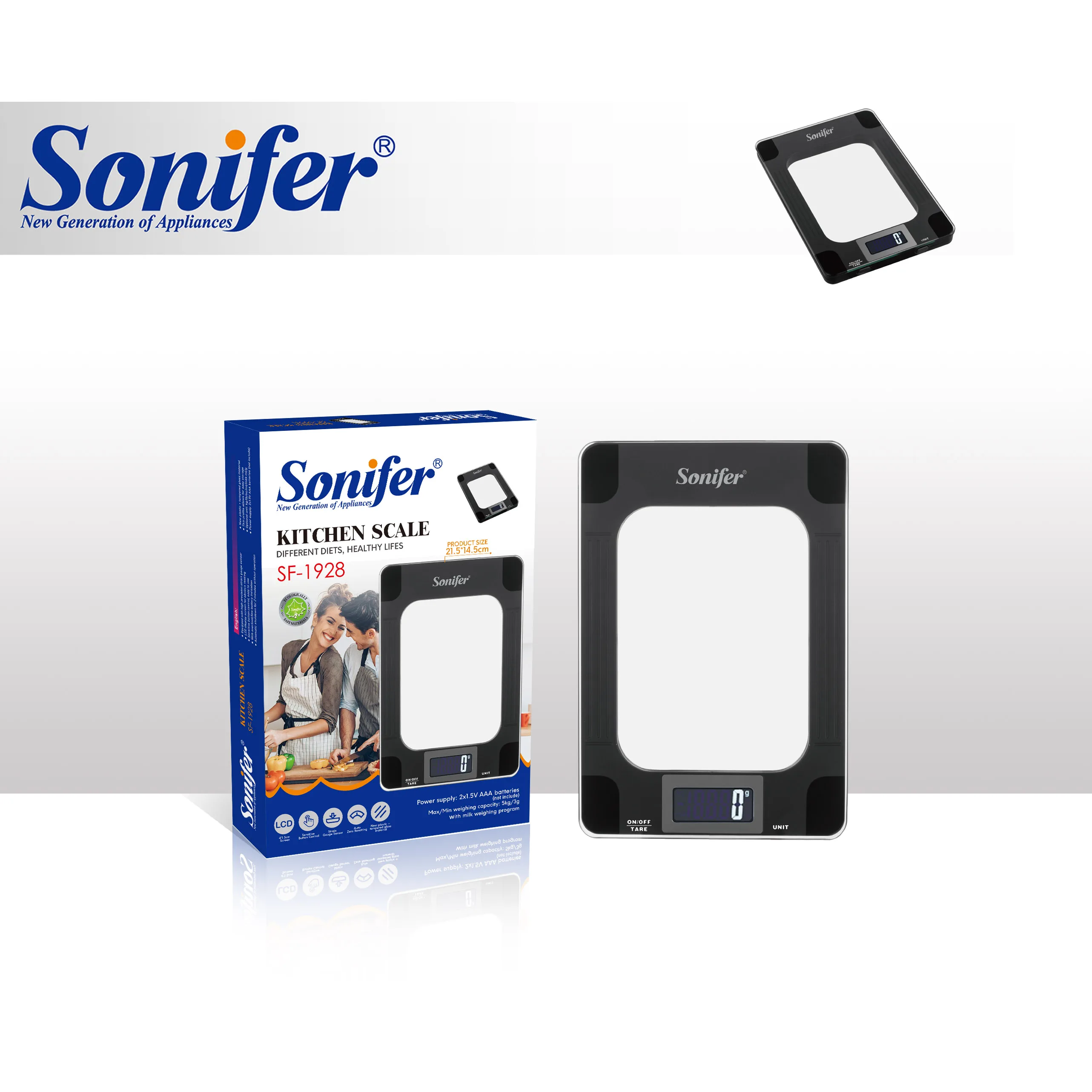 Sonifer SF-1928Home Kitchen Digital Kitchen Scale Max 5KGS LCD Display High Precisions Strain Gauge Sensor Food Kitchen Scale