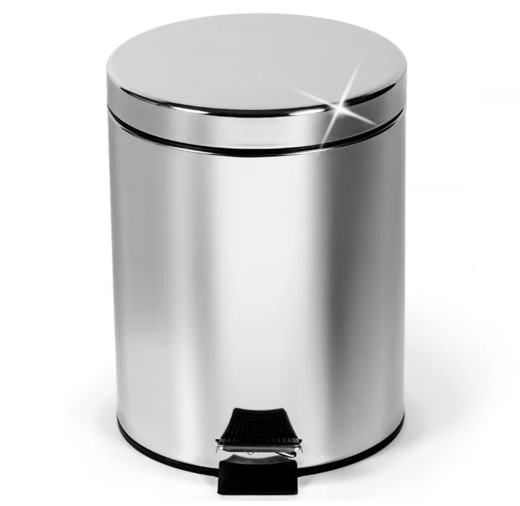 Galvanized Steel 5L Pedal Bin With Holes Design Round Shape Trash Can