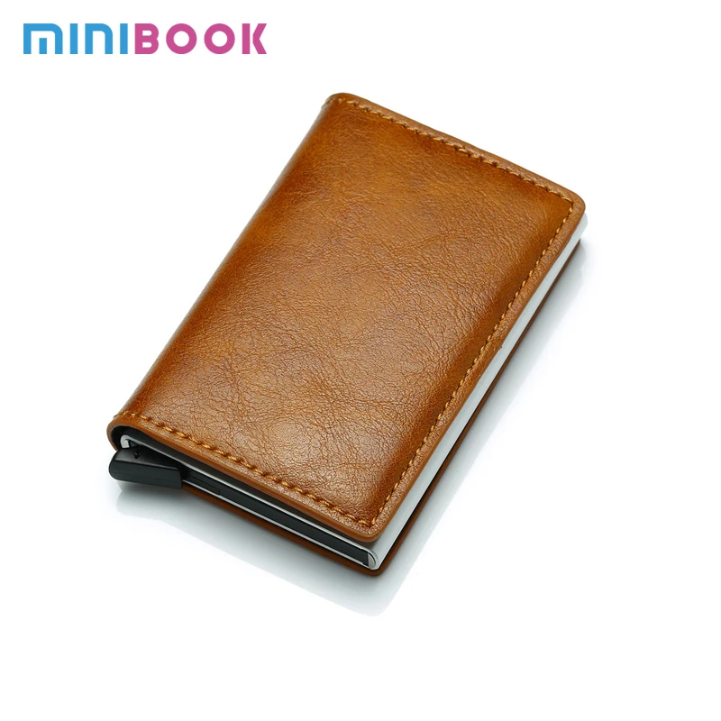 Бумажник Minibook из искусственной кожи металлический Rfid-кошелек автоматический алюминиевый держатель для кредитных карт бумажники на заказ