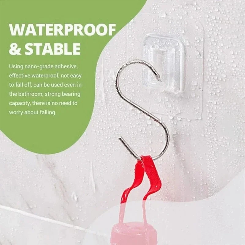 Waterproof Removable Double-Sided Adhesive Plastic Solid Transparent Wall Mounted Sticky Hanging Hook