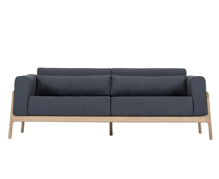 Microfiber fabric wood living room furniture modern solid wooden living room sofa set 7 seater