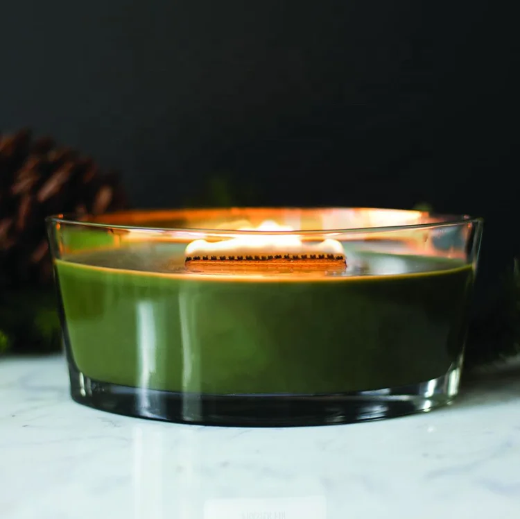 Personalized Boat Shape Fireplace WoodWick wood smoke Glass Jar Candles Aromatherapy Soy Wax Candles With Lids