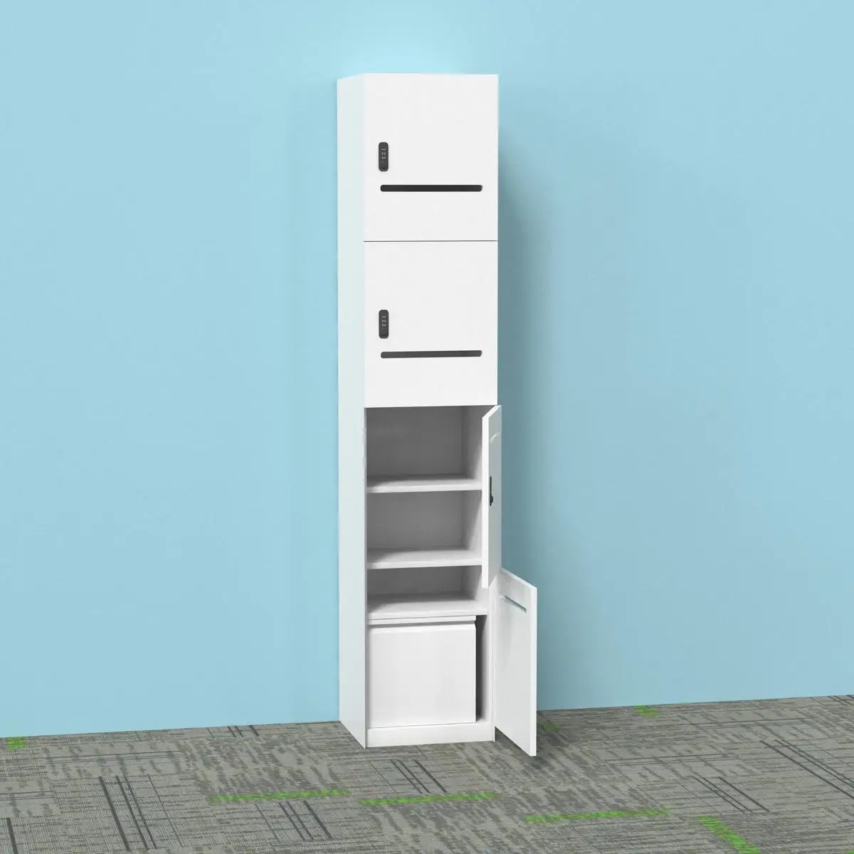 Laminate Locker Lateral Filing Cabinet Tall File Cabinets 4 Drawer Wall Mounted A0 Size Customizable Filing Cabinets