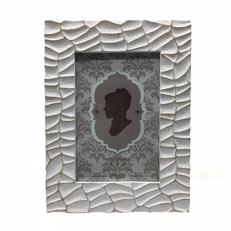 Wholesale Modern Decorative White Wedding Photo Frame Grain Design Picture Frame Stand