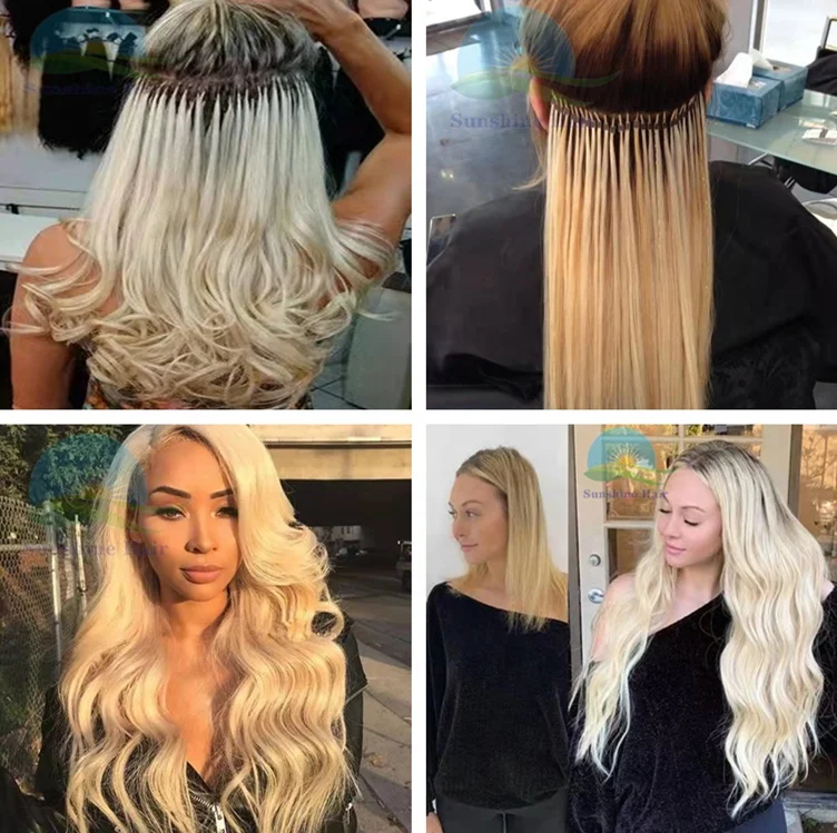 Дешевый кератин высокого качества 613 microlink itips 40inch remy бразильские человеческие волосы i tip 20 inch блонд body wave