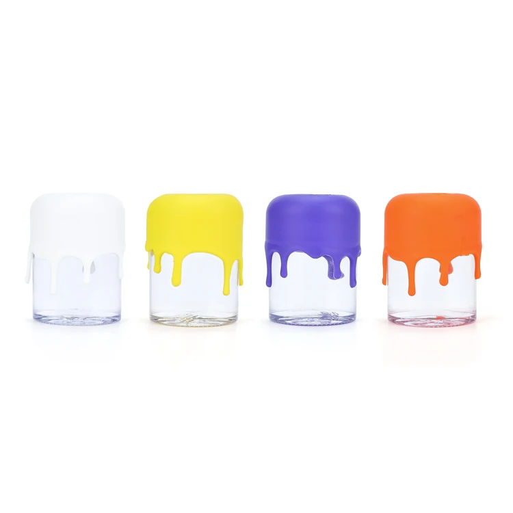 50ml Eco-friendly Clear Childproof Acrylic Jar With Colour Silicone Cover 20ml Airtight Acrylic Storage Bottle