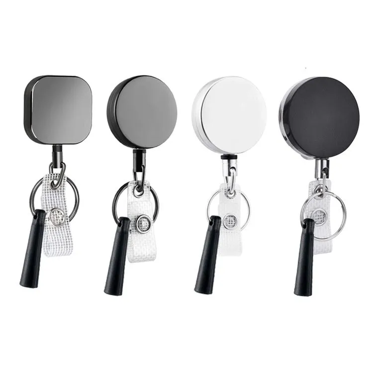 wholesale ABS edc keychain retractable ID badge holder metal heavy duty retractable keychain clip retractable carabiner keychain