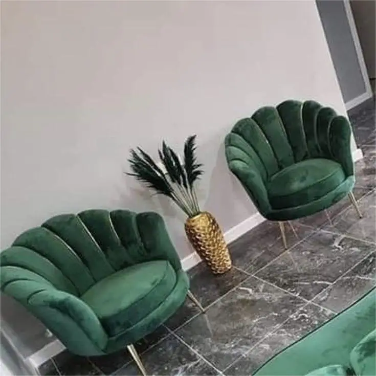 Promotion Modern Furniture Single Seat Round Flower Pattern Metal Velvet Living Room Leisure Lounge Sofa Chair With Golden Leg