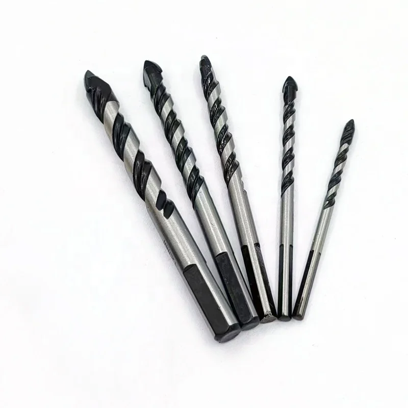 Multifunctional black triangular drill bit drilling ceramic tiles red bricks  concrete   ceramic marble