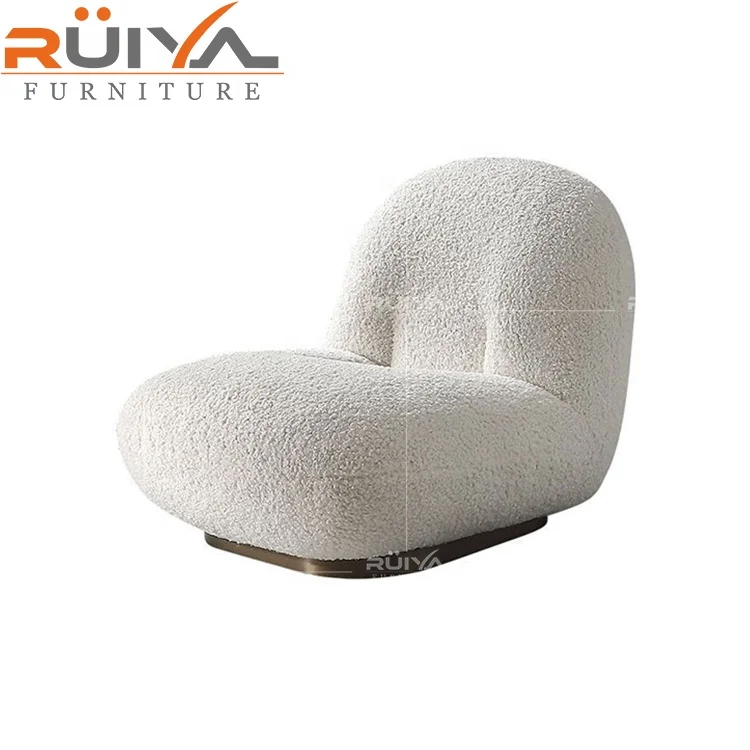 Customized and Affordable Teddy white velvet lounger curved living room sofa
