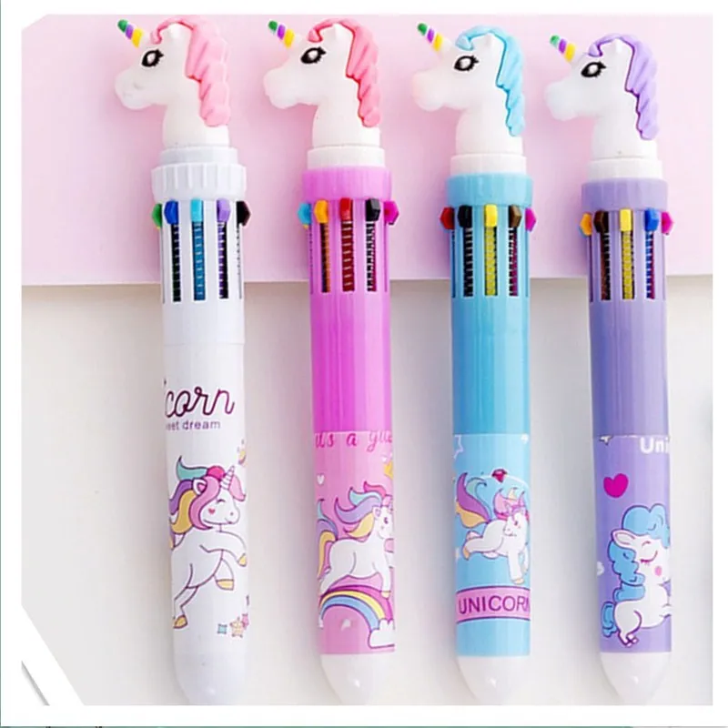 Популярная разноцветная силиконовая пластиковая ручка 10 в 1 с милым единорогом фламинго Корейская творческая шариковая
