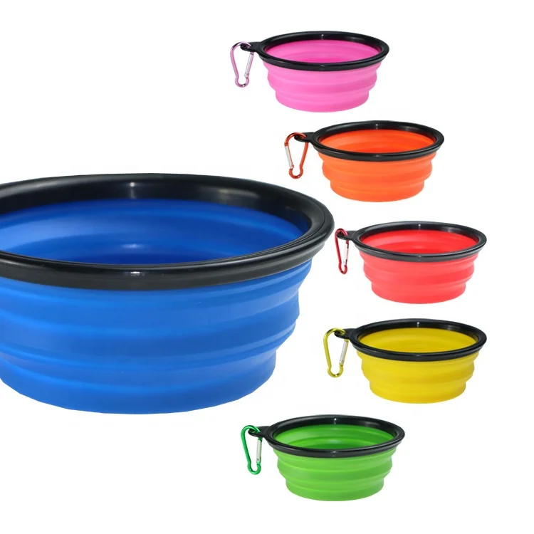 1000 ML Outdoor Travel Portable Food Container Feeder Pet Folding Bowls For Cats Dogs Violet Silicone Pet Bowl