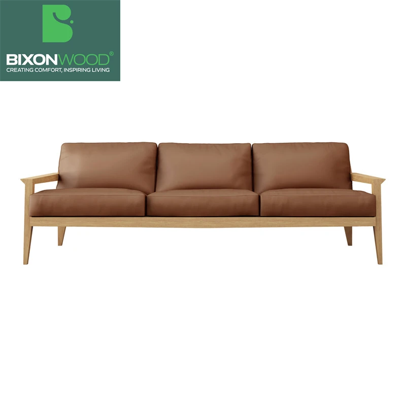 BIXONWOOD Elegant One-Seater Casual Wooden Sofa Set Hollowed-Out Backrest for Hotel Villa Apartment or Workshop