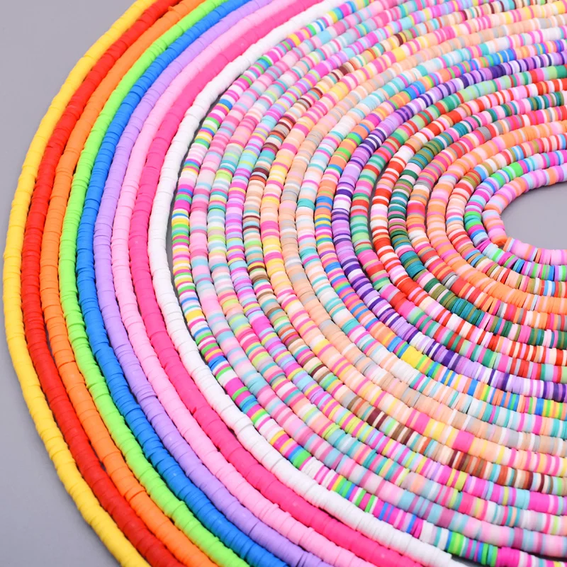 New Color 350pcs/Lot 6mm Flat Round Polymer Clay Beads Slice Chip Disk Loose Spacer for Jewelry Making Boho Bracelets DIY