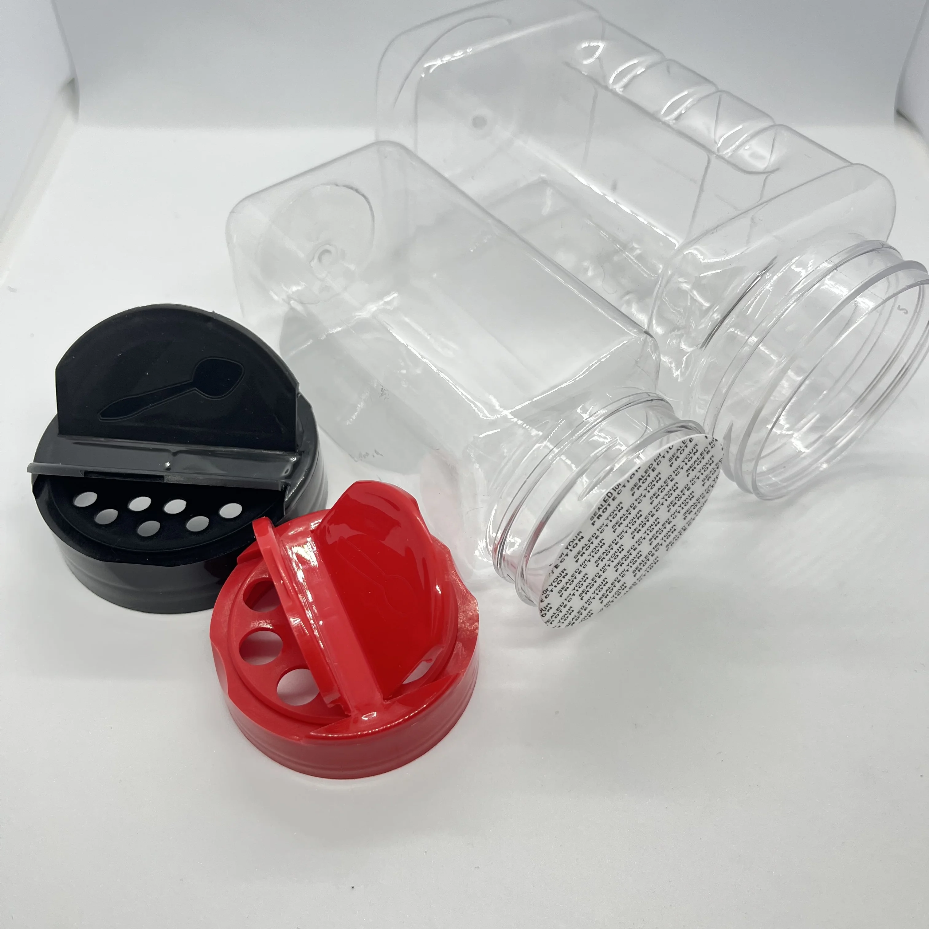 12/16 oz  Shaker Top  Square Spice Plastic Container with induction seal  Empty Square Plastic Seasoning Storage Jar