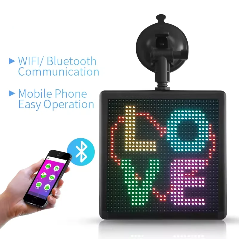 Портативный P5 RGB 7 цветов светодиодный дисплей автомобиля экран смайлика