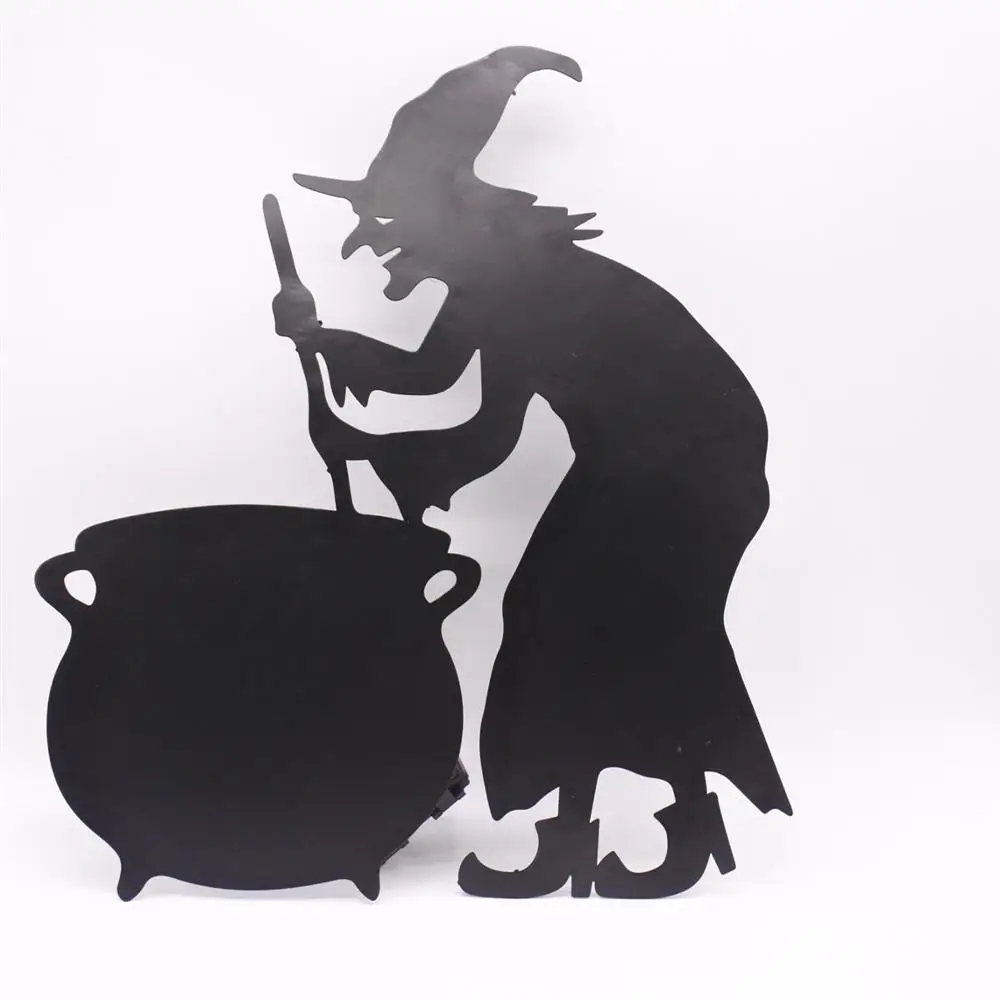 
Metal Halloween Hanging Silhouette Witch Cauldron Pot Garden Ornament With LED 
