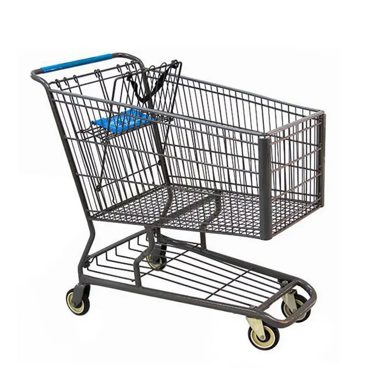 180L Wholesale Big Capacity Heavy duty steel cart trolley for hypermarket,American type supermarket trolley