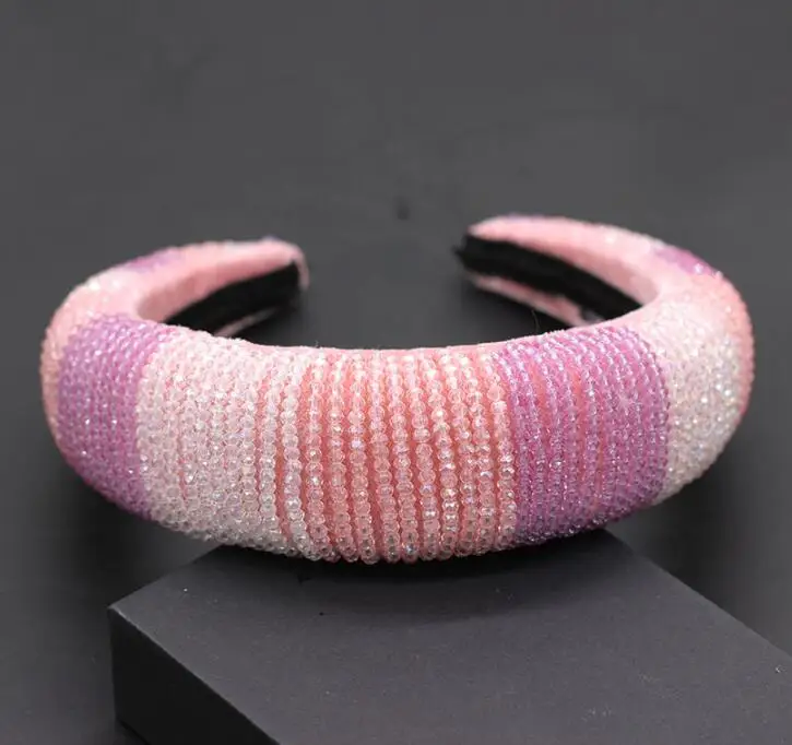 wholesale 2019 newest handmade baroque crystal beaded headband winter padded velvet headband for women party hair accessories