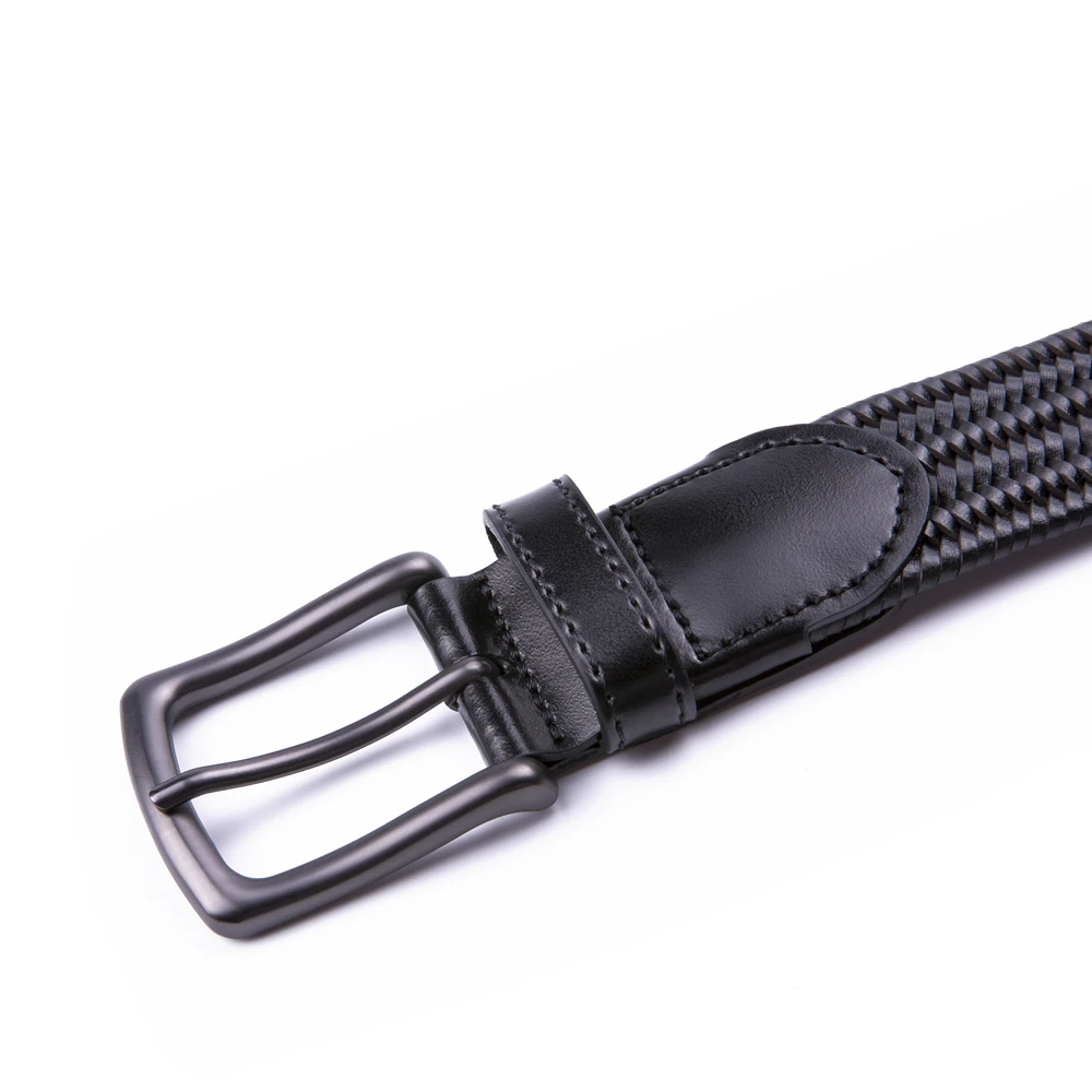 Мужской плетеный ремень Alfa, эластичный кожаный ремень для джинсов с одной пряжкой