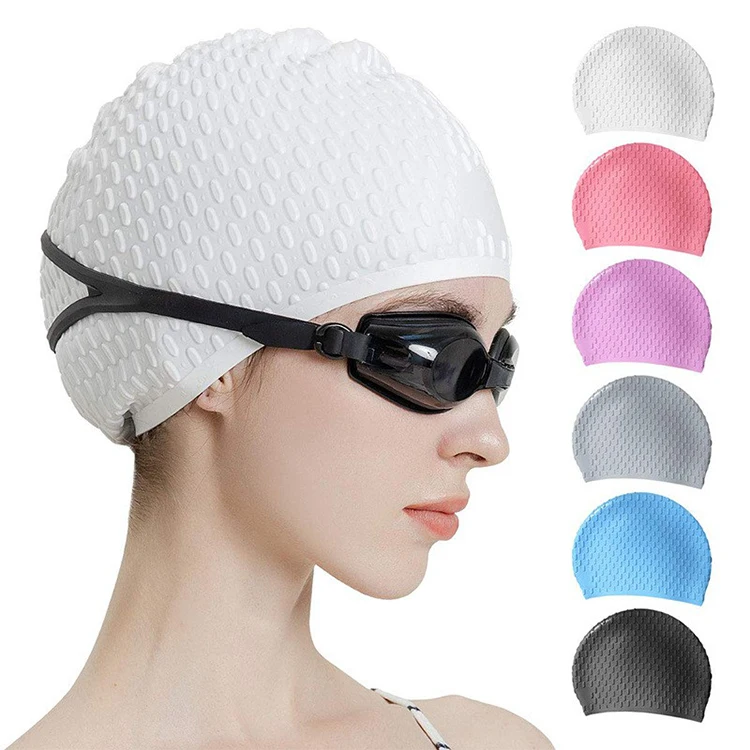 100% Silicone Seamless Water Drop Cap High Elasticity Long Hair Swim Cap