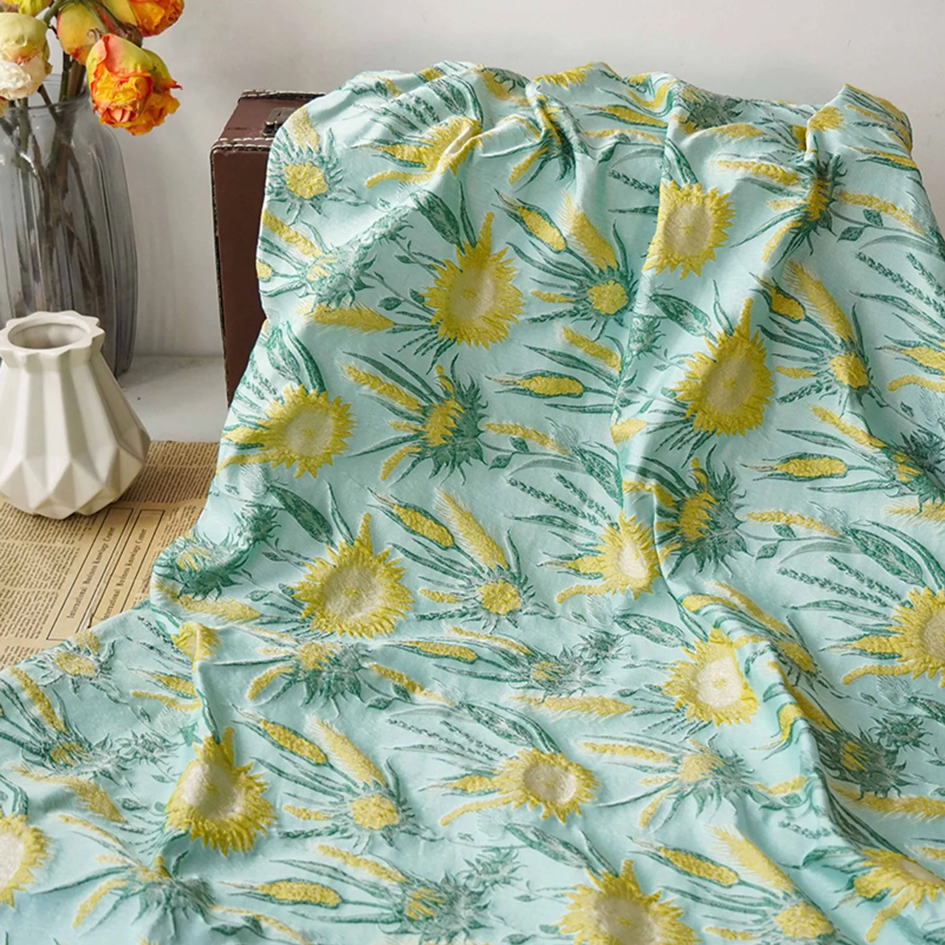 Wholesale Painting Style Polyester Luxury Flower Jacquard Brocade Fabric Starry Pattern Fashion Fabric Diy/Clothing/Bags