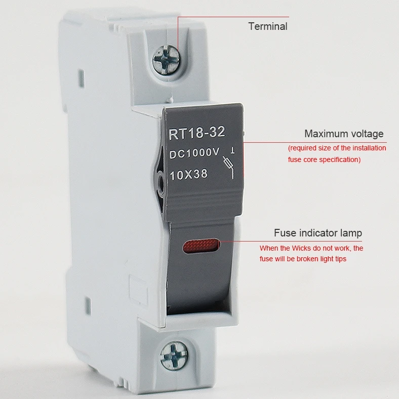 High Quality 10X38 1000V 32A DC Solar system PV Fuse and Solar Fuse Holder