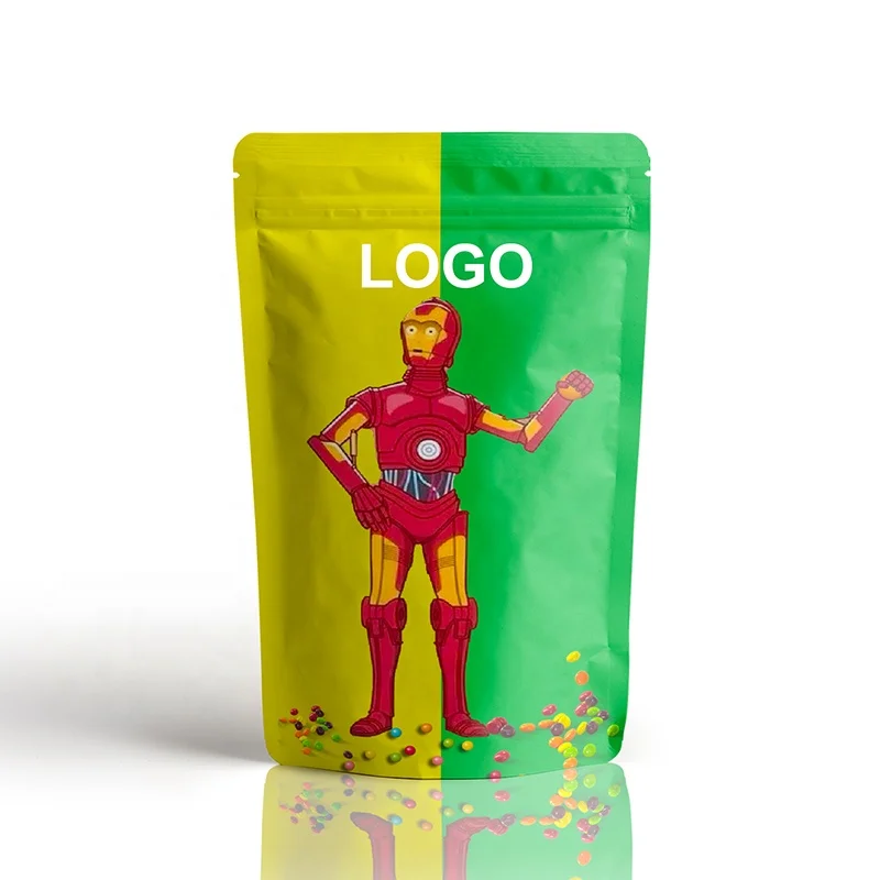 Custom printed resealable 3.5g 7g 28g stand up pouch smell proof children resistance alu foil zipper ziplock mylar bags