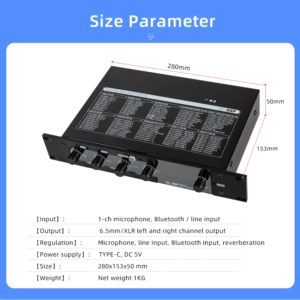 OEM Portable 99DSP digital audio effector stereo sound debugging-free beautifying microphones Bluetooth reverb effects
