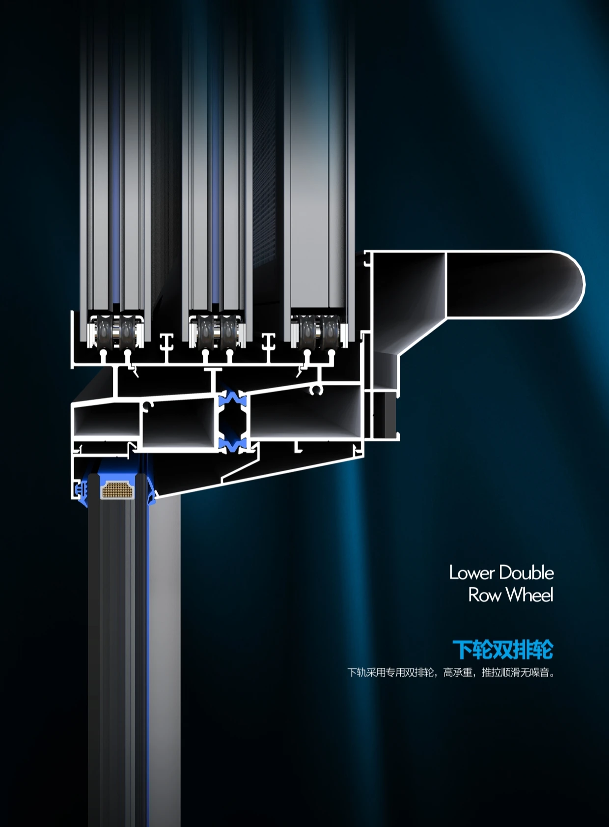 High Quality 130 Six-Track Sliding Windows Extremely Narrow Hidden Design Frame Sliding Window