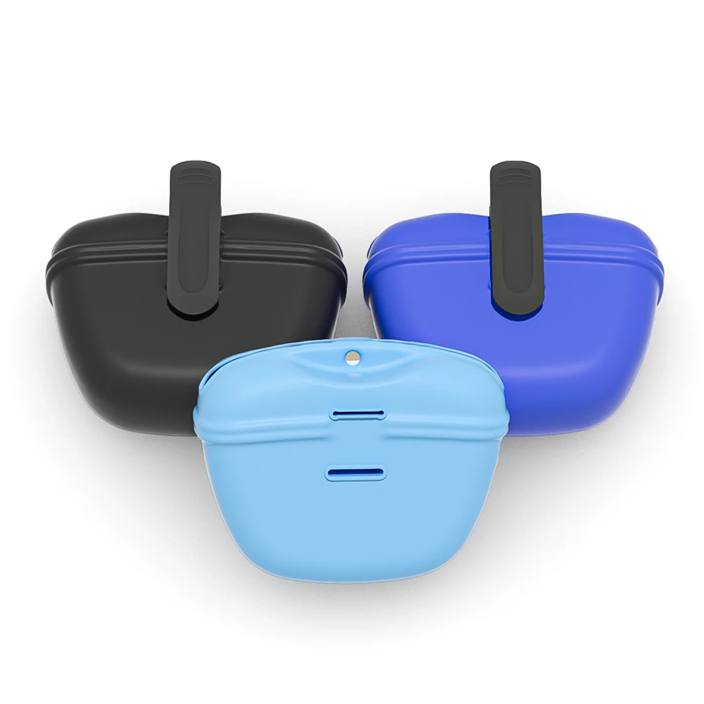 BHD NEW BPA Free Portable Silicone Dog Treat Pouch Small Pet Training Bag Container with Magnetic Closure and Waist Clip