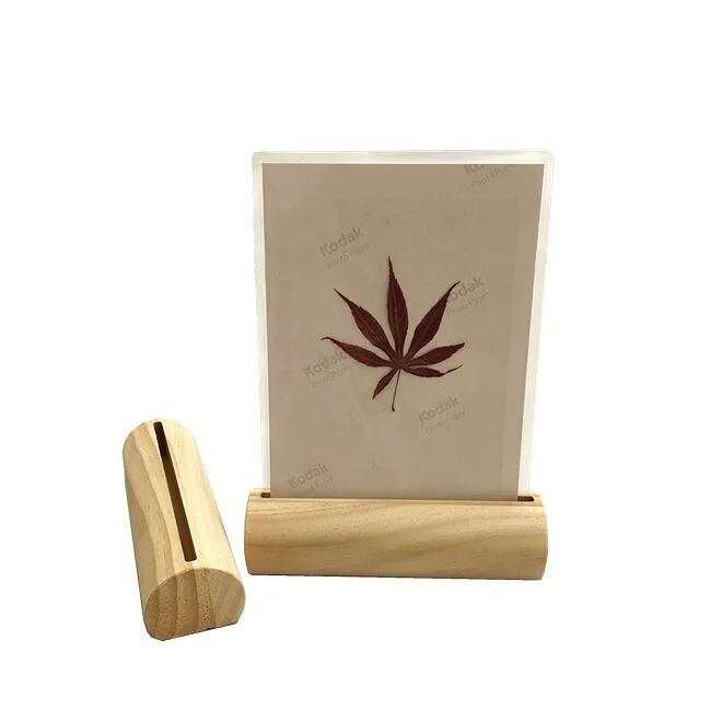 Natural Timber Pine Display Base,Blank Wooden Card Block Holder Stands with Slot Wedding