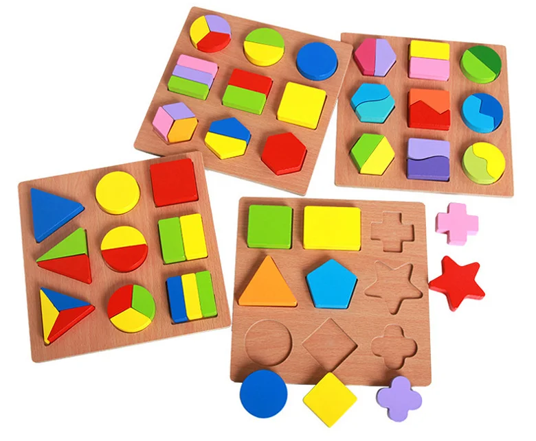 Wooden cube jigsaw puzzle board wooden puzzles educational toys