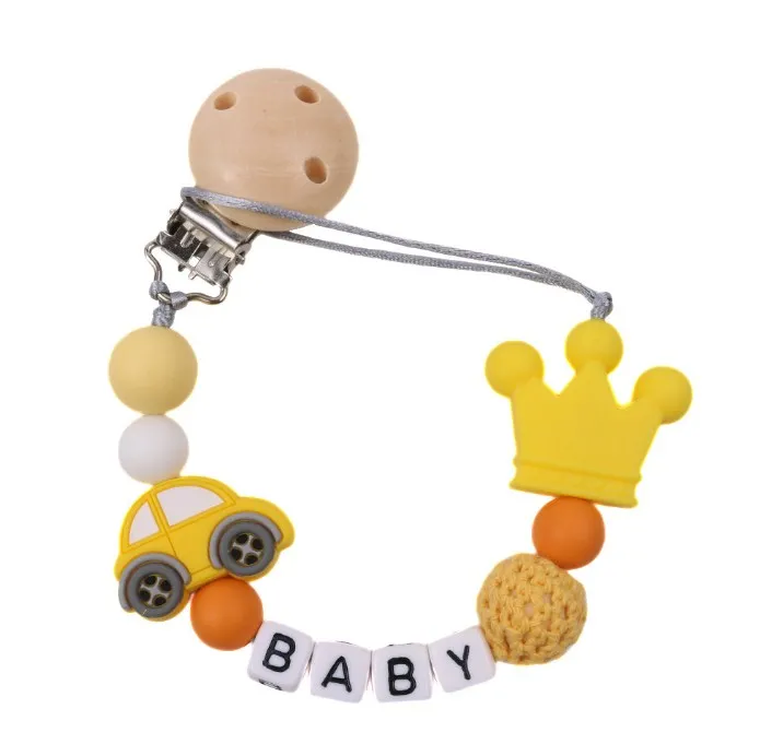 Personalized Pacifier Clip with Name Handmade Silicone Pacifier Clip Teething Soother Chew Toy Gift for Boys Girls