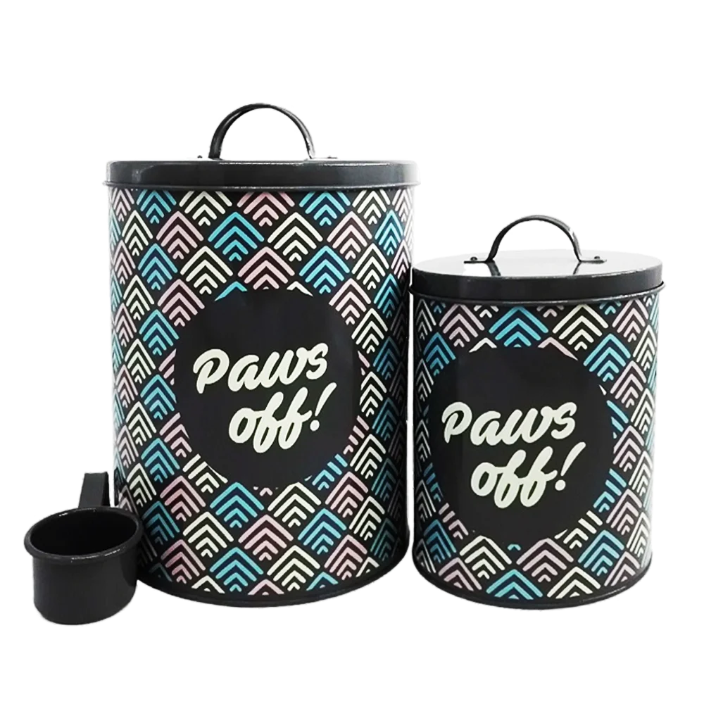 Wholesale Vintage Dog Treats Jar Retro  Metal Steel Bin Treat Cat Dog Pet Food Storage Container  Dog Treat Box