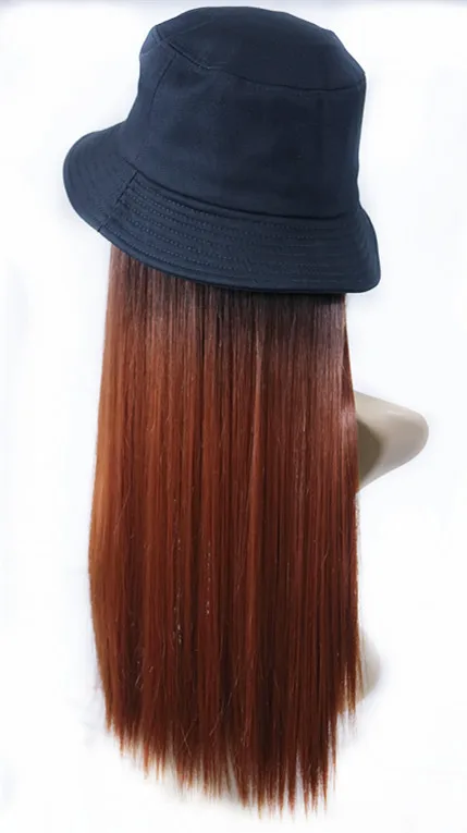 Fashionable hat wig Long Straight High heat Synthetic hair wigs with hats