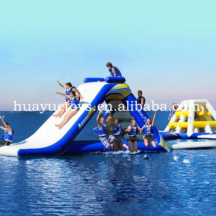 Mini commercial water park inflatable trampoline with slide cheap water island floating park for sale