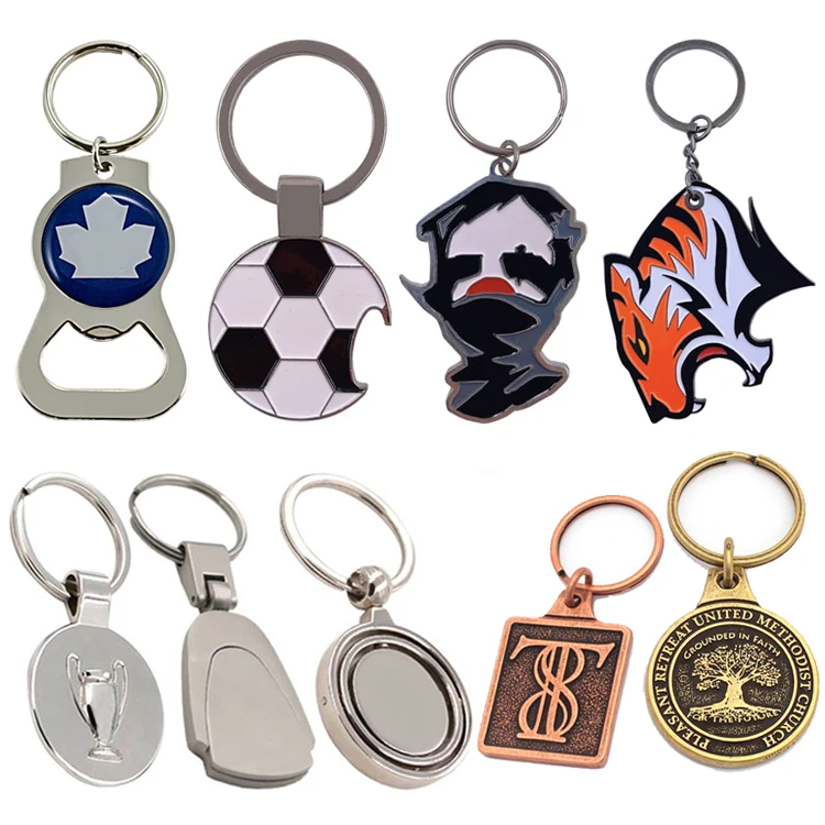 Factory Cheap Wholesale Custom Logo Metal Key Chain Souvenir Gift  Square Rectangle Round Heart House Shaped Metal Blank Keychai