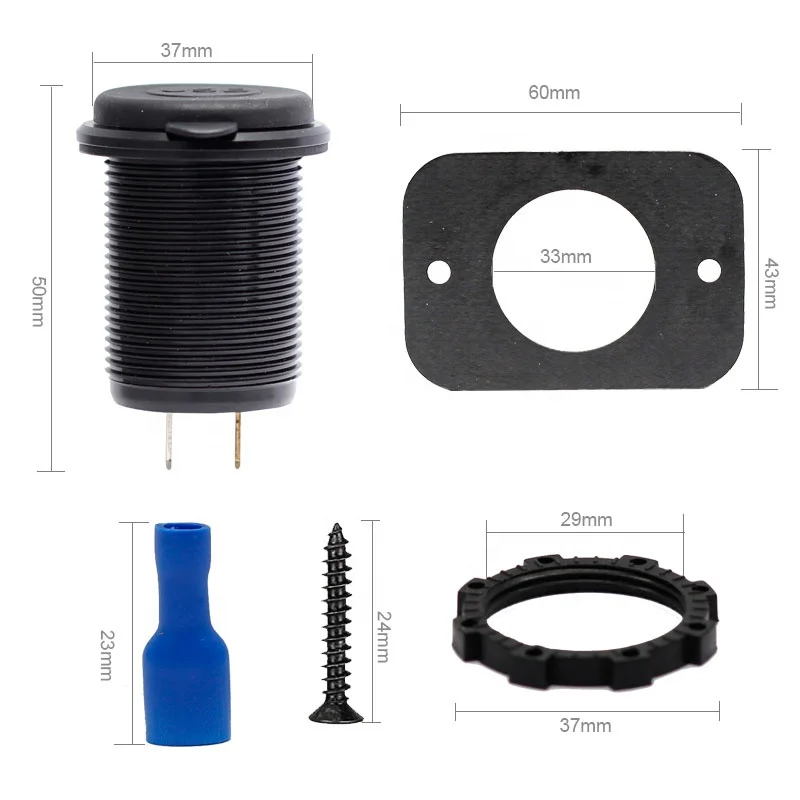 12v USB Outlet  48W USB Car Charger Socket Dual USB  QC 3.0 Car Socket