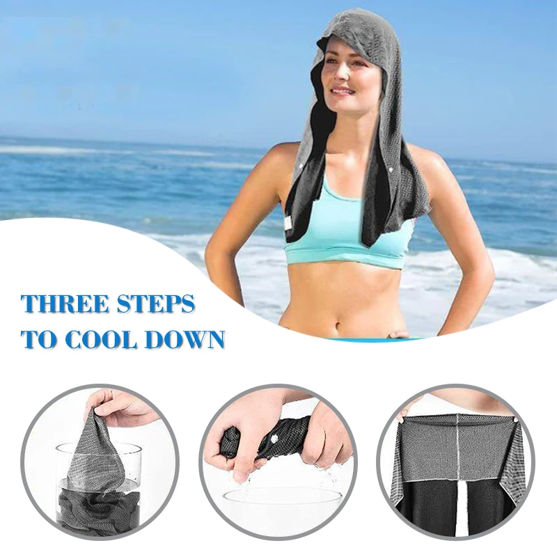 Custom Logo Instant Quick-Dry PVA Neck & Face Wrap Sports Fitness Gym Yoga Outdoor Activities Ice Cooling Hoodie Towel
