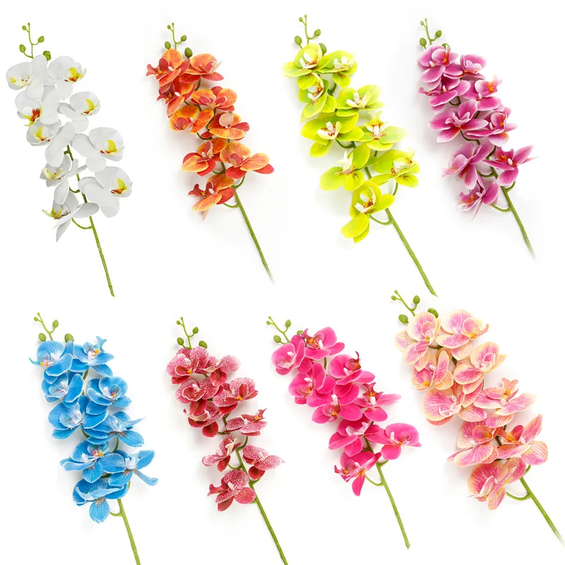 Nude Color Single Stem Wholesale Real Touch White Orchid Flowers Artificial Phalaenopsis Blue Orchids for Wedding Decor