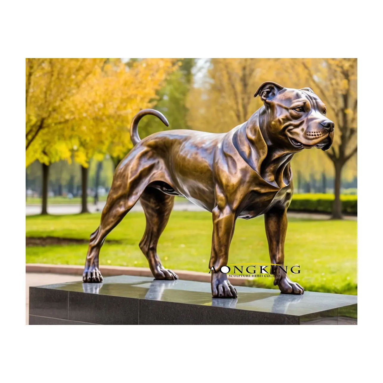 Bronze animal sculptures loyal sitting dog statue pitbull-sculpture for sale