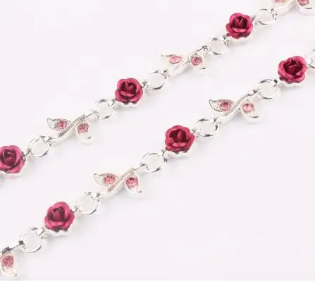 New High Quality Delicate Silver Plated Metallic Sexy Rose Rhinestone Bra Straps For Women / Lingerie Accessories