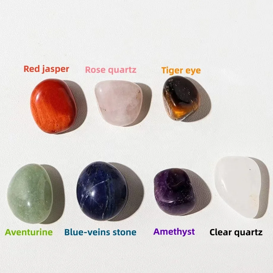 Natural seven chakra spiritual meditation crystal gift sets box 7 chakra healing stone crystal set