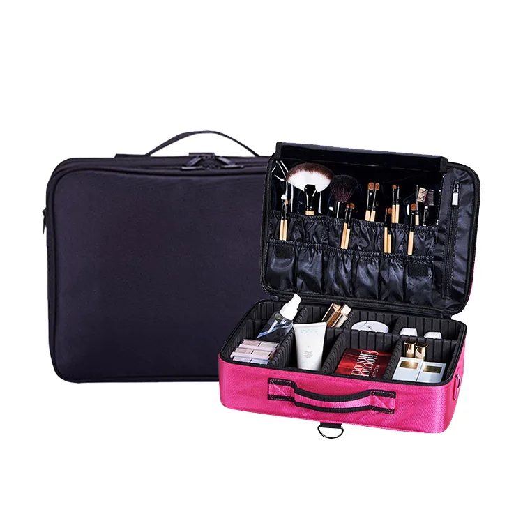 Новая уникальная вместительная профессиональная портативная женская косметичка с двумя отделениями, чехол для кистей для макияжа