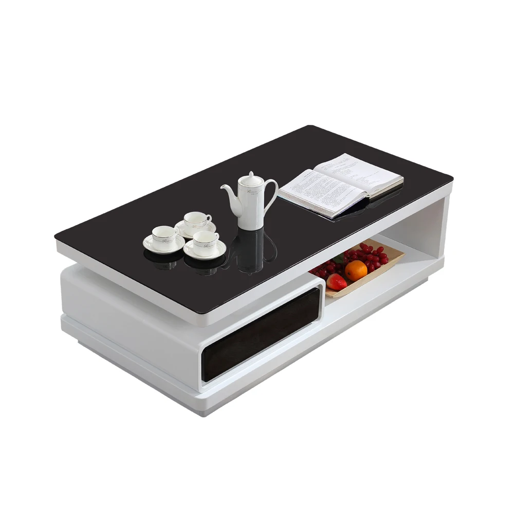 Современная мебель для гостиной черный стеклянный журнальный столик простой деревянный журнальный столик